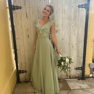 Tailored bridesmaid dress in Sage green!